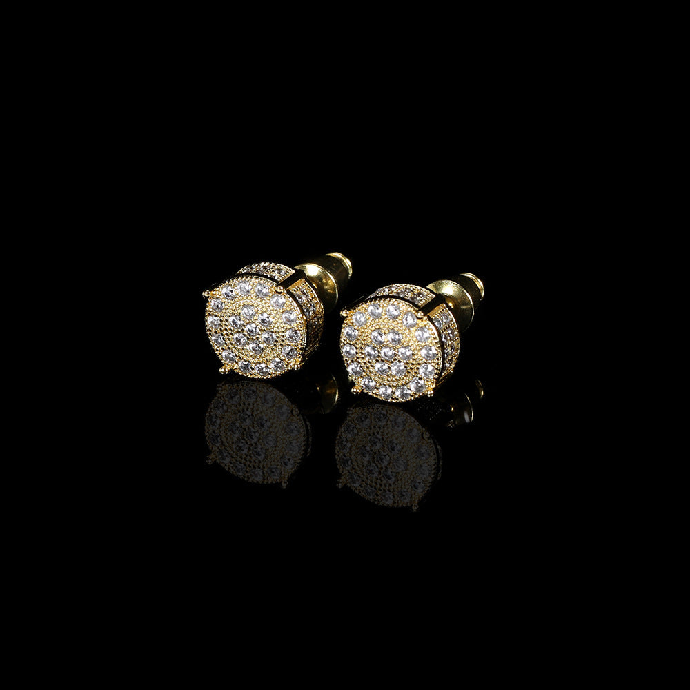 ONE PAIR WHITE / YELLOW GOLD PAVE EARRINGS