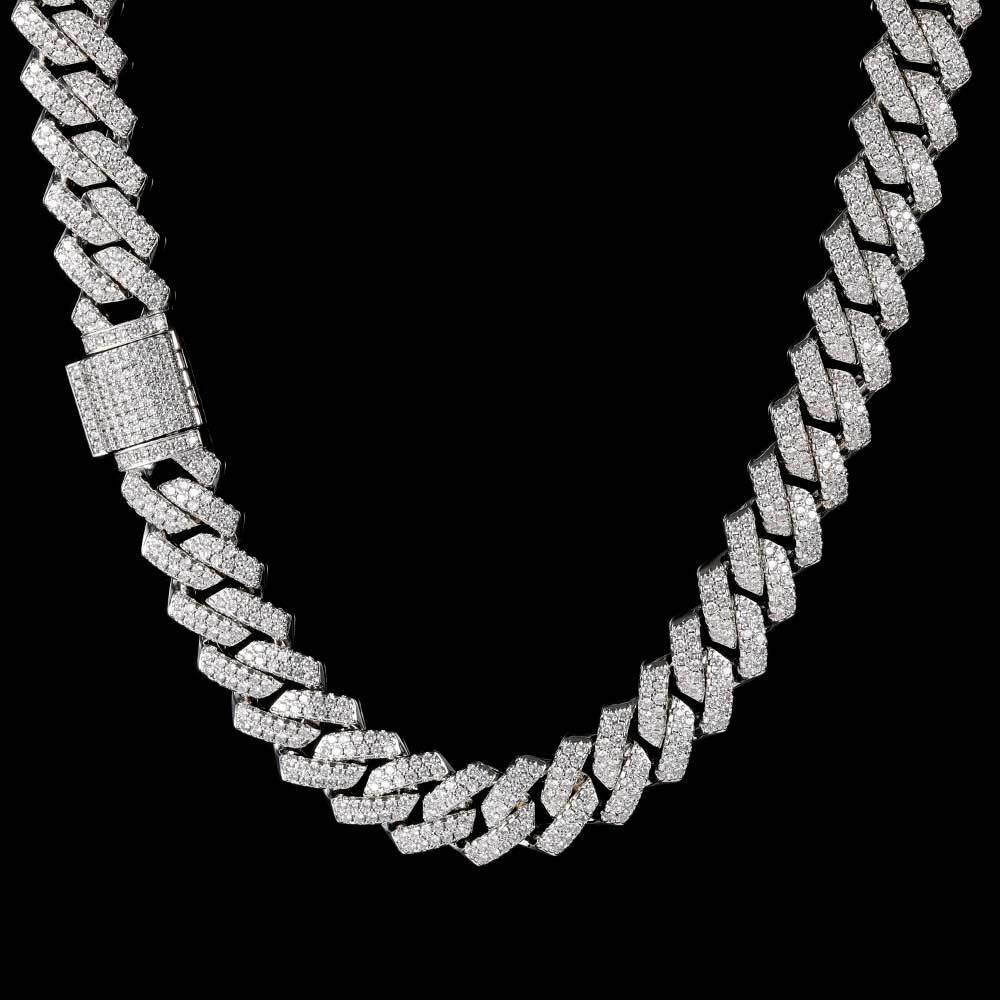 14MM PRONG CUBAN LINK CHAIN IN WHITE GOLD