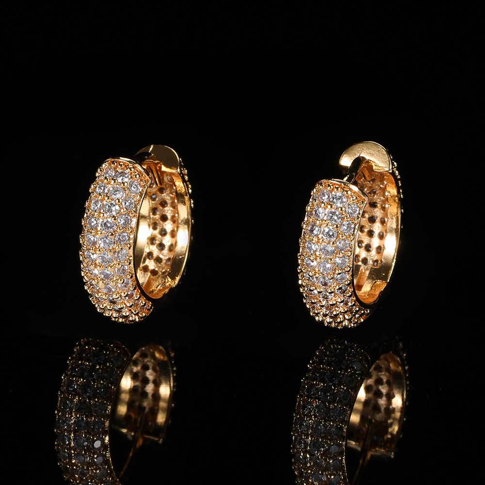 ONE PAIR FOUR ROWS OF ZIRCON ROUND EARRINGS