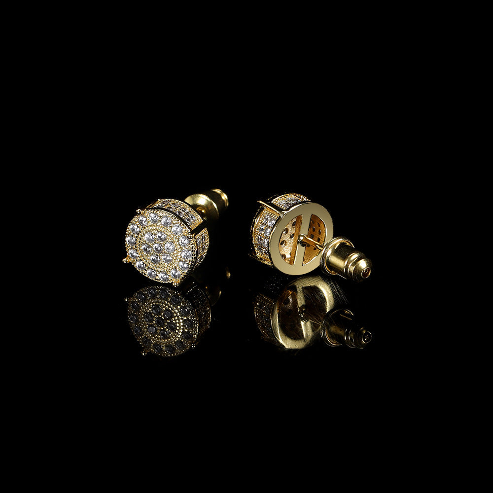 ONE PAIR WHITE / YELLOW GOLD PAVE EARRINGS