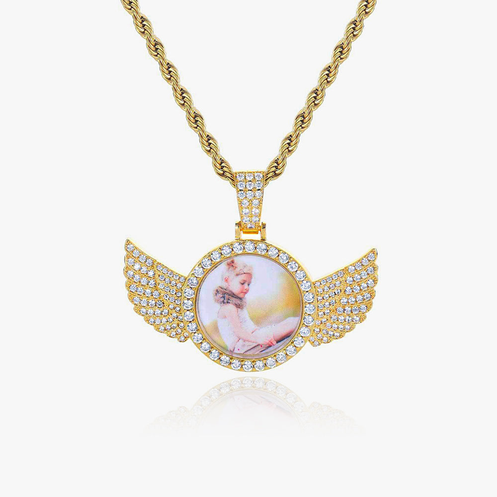 Custom Angel Wings Photo Pendant