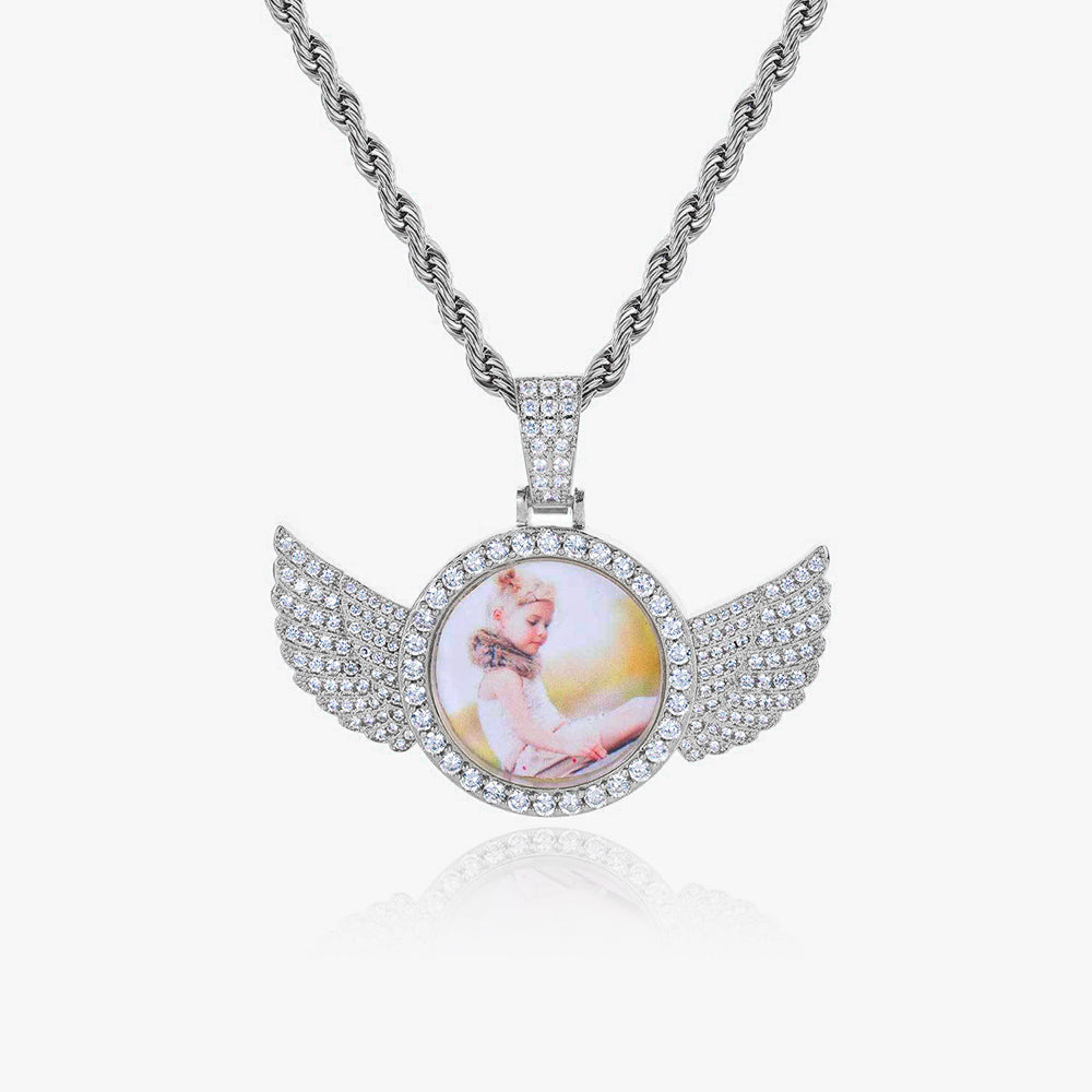 Custom Angel Wings Photo Pendant