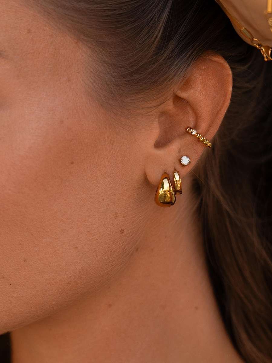 Ball Earcuff mit Zirkonia Gold