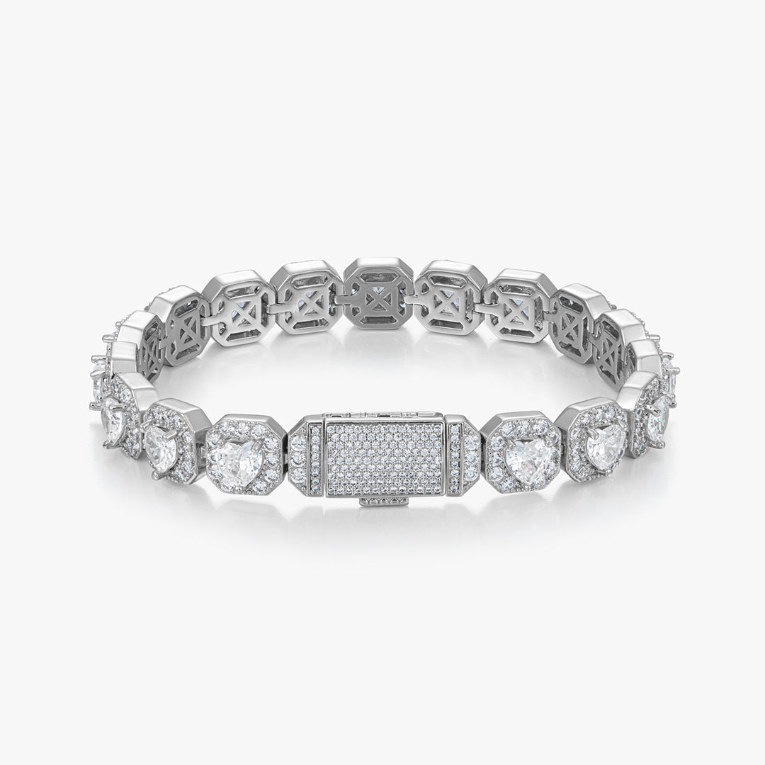 10mm Heart Clustered Tennis Bracelet