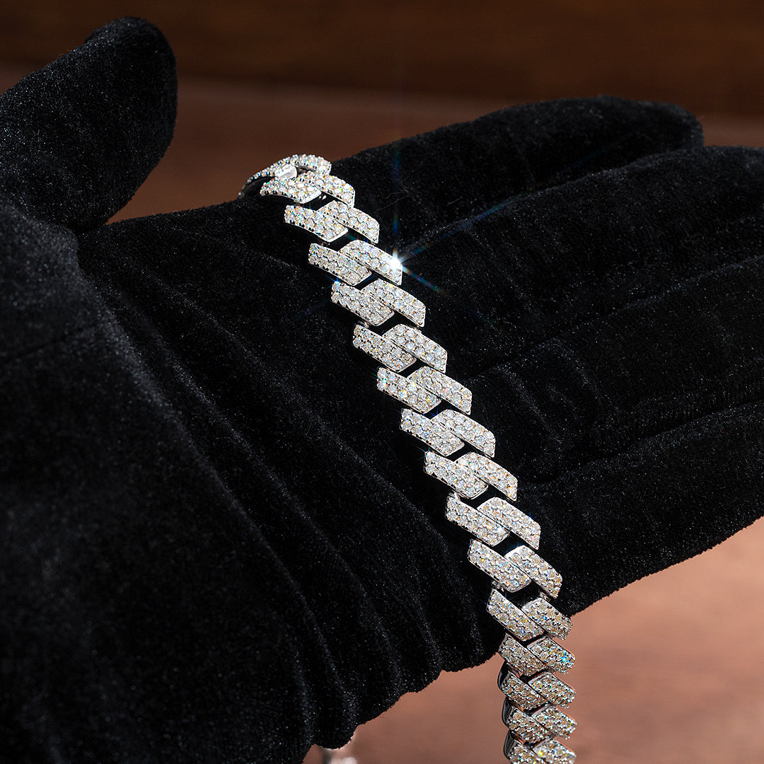12mm/16mm Moissanite Prong Cuban Link Bracelet