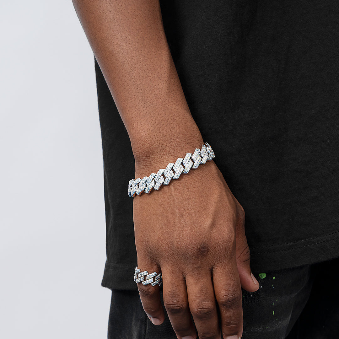 12mm/16mm Moissanite Prong Cuban Link Bracelet