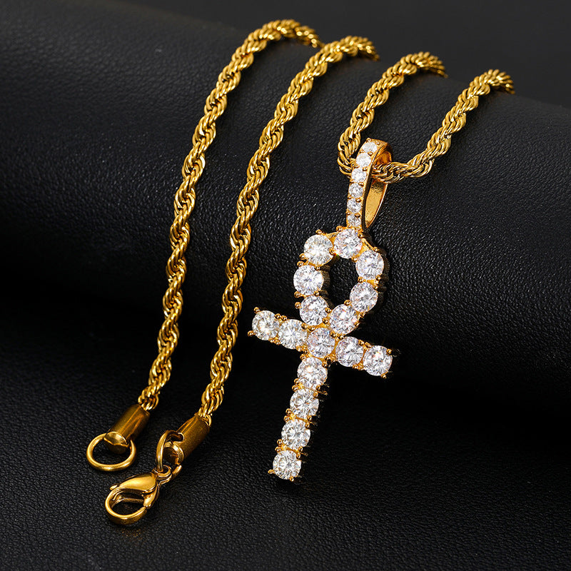 925 STERLING SILVER MOISSANITE ANKH PENDANT