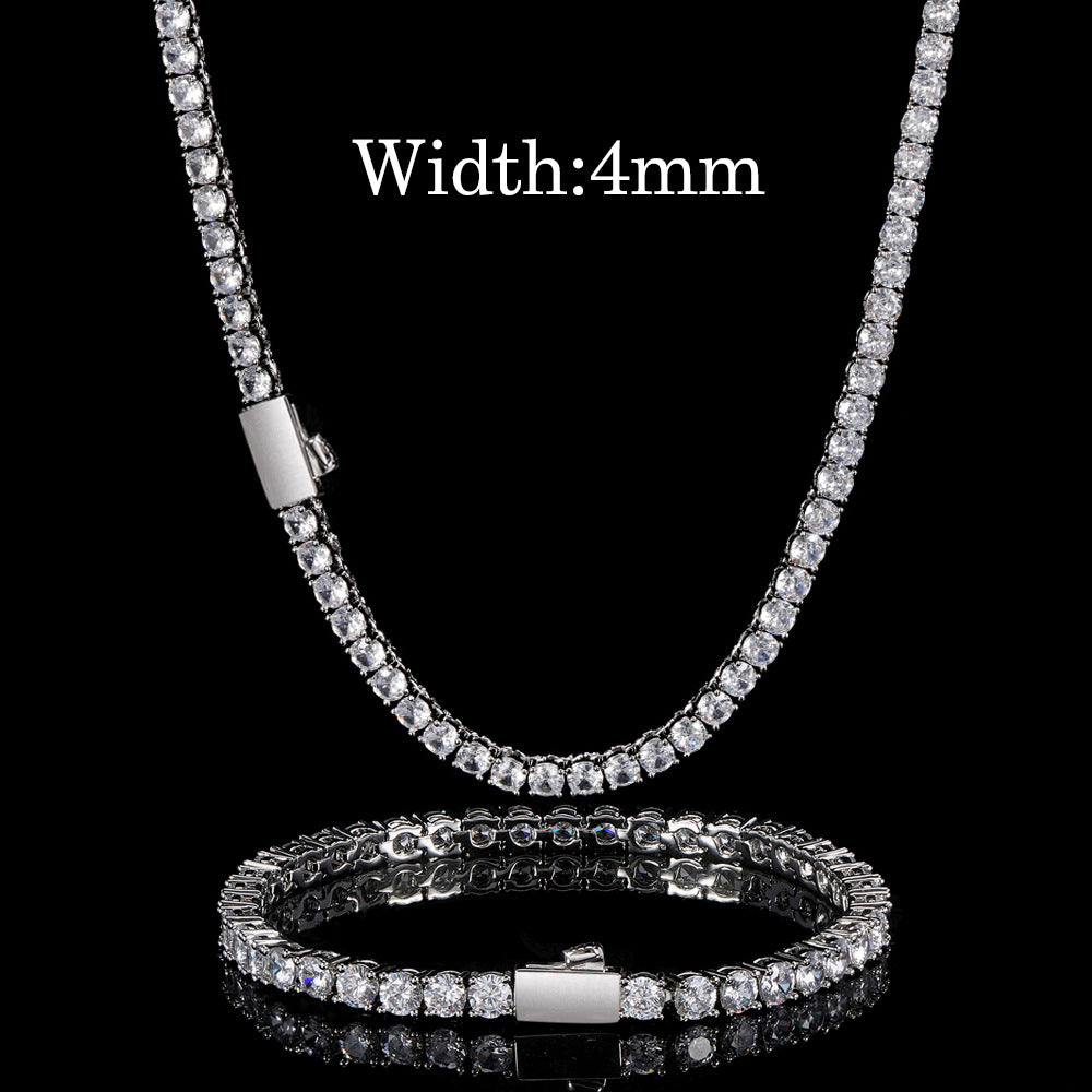 3MM/4MM/5MM SPRING CLASP ROUND TENNIS NECKLACE IN WHITE GOLD