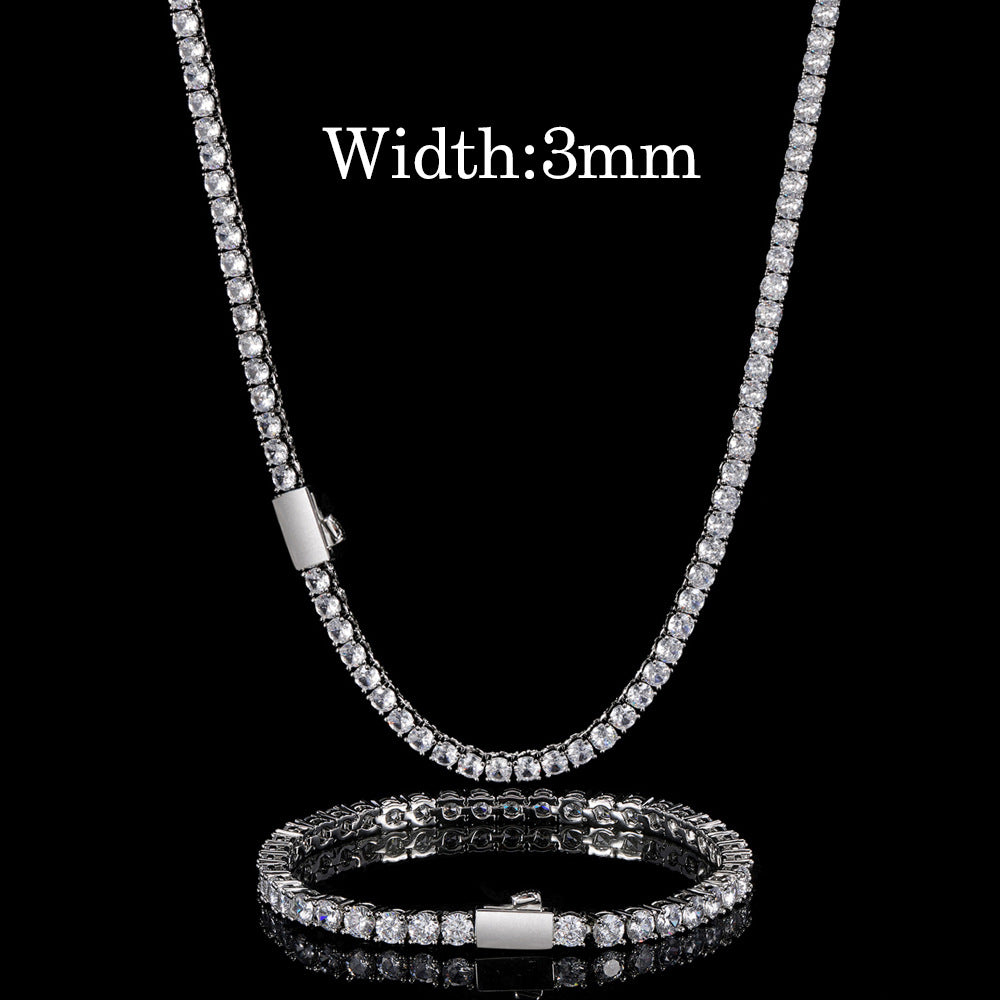 3MM/4MM/5MM SPRING CLASP ROUND TENNIS NECKLACE IN WHITE GOLD