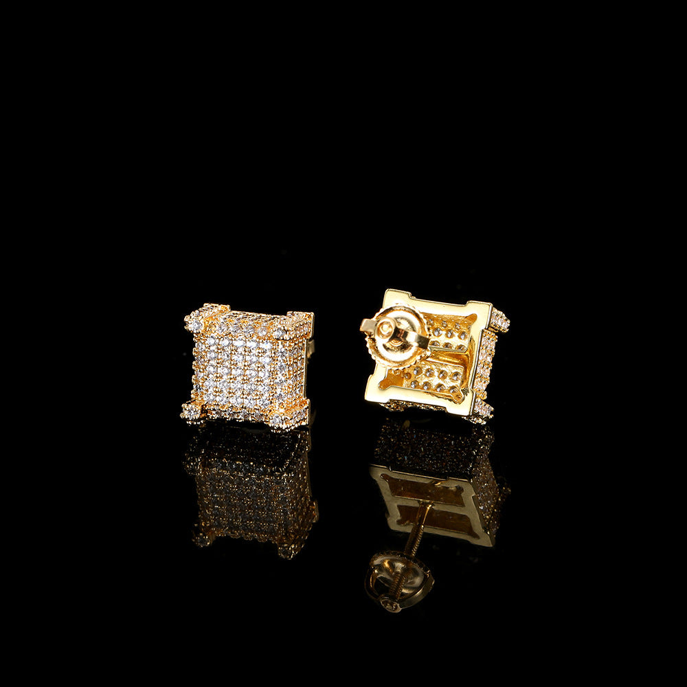 ONE PAIR  SQUARE ZIRCON EAR STUDS