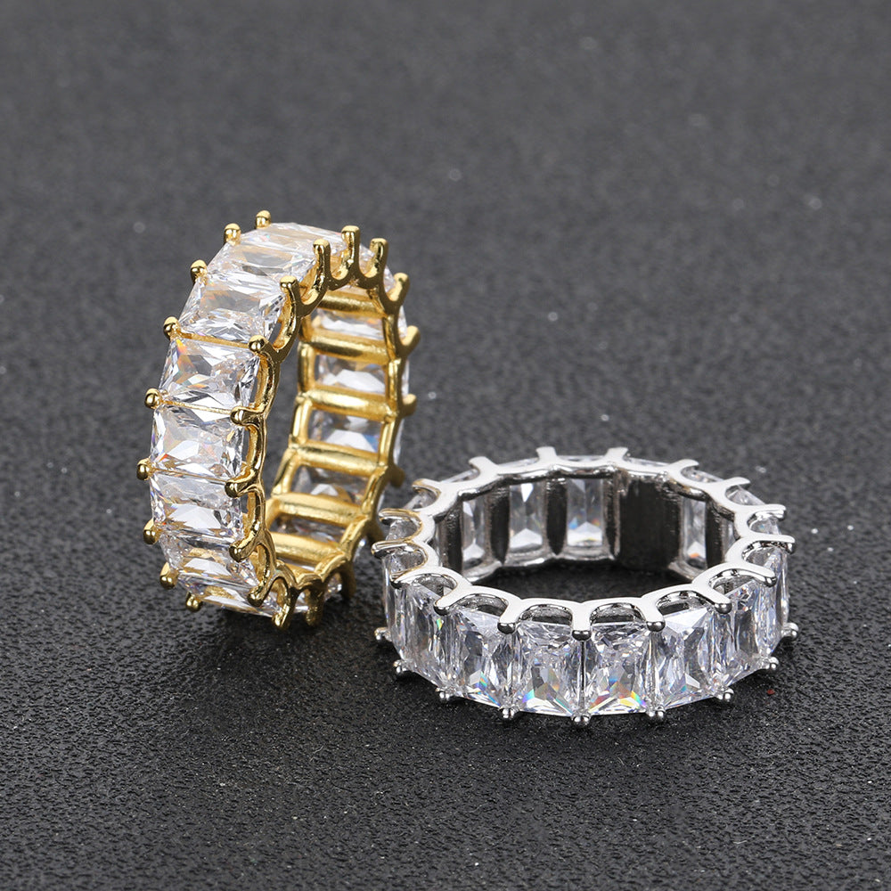 7MM SINGLE ROW SQUARE ZIRCON RING