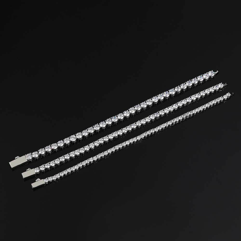 3MM/4MM/5MM SPRING CLASP ROUND TENNIS BRACELET IN WHITE GOLD