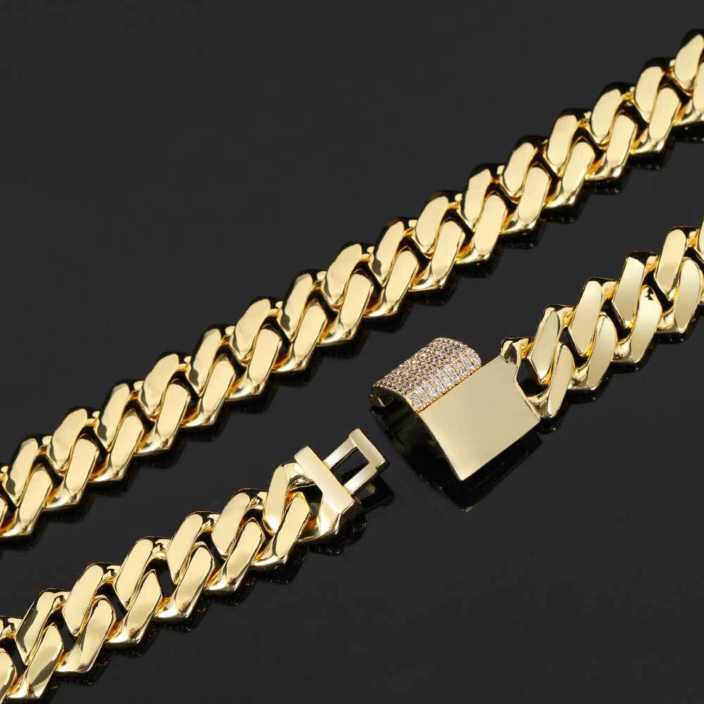 14MM PRONG CUBAN LINK CHAIN IN WHITE GOLD