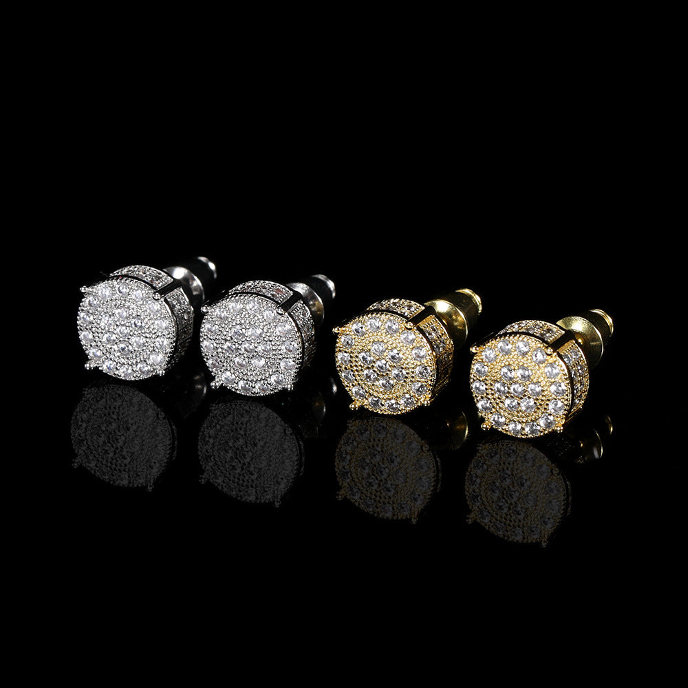 ONE PAIR WHITE / YELLOW GOLD PAVE EARRINGS