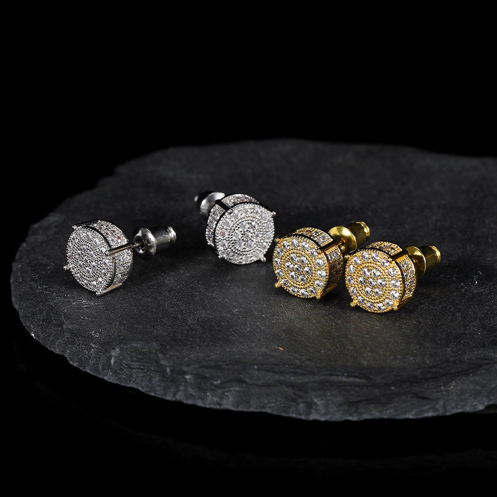 ONE PAIR WHITE / YELLOW GOLD PAVE EARRINGS