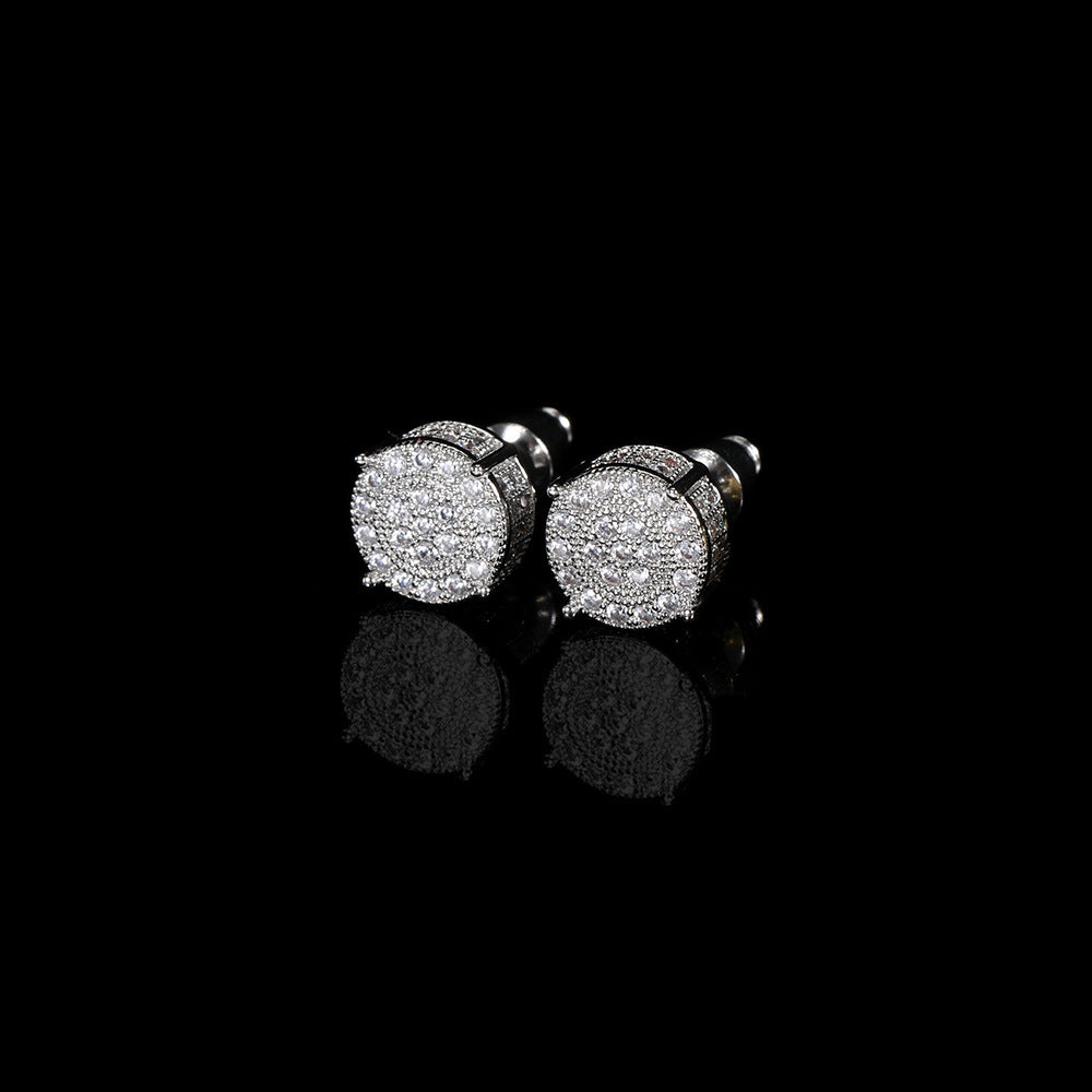 ONE PAIR WHITE / YELLOW GOLD PAVE EARRINGS