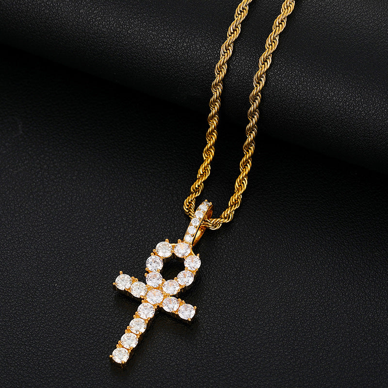 925 STERLING SILVER MOISSANITE ANKH PENDANT