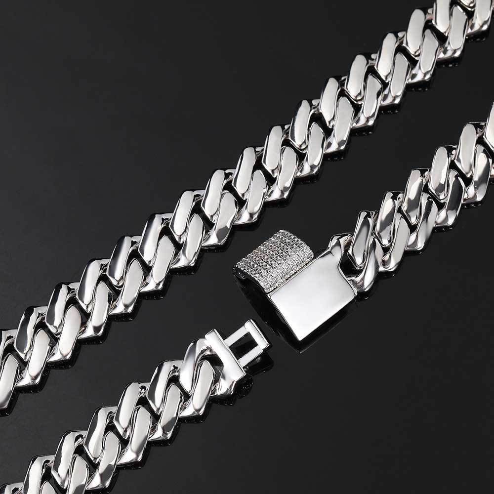 14MM PRONG CUBAN LINK CHAIN IN WHITE GOLD